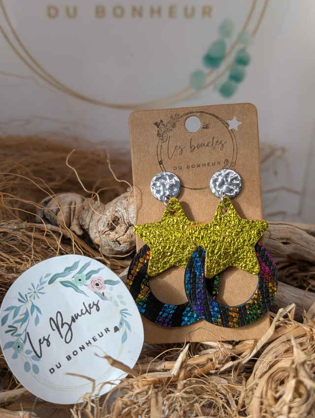 Boucles d'oreilles star jaune multicolore mo710