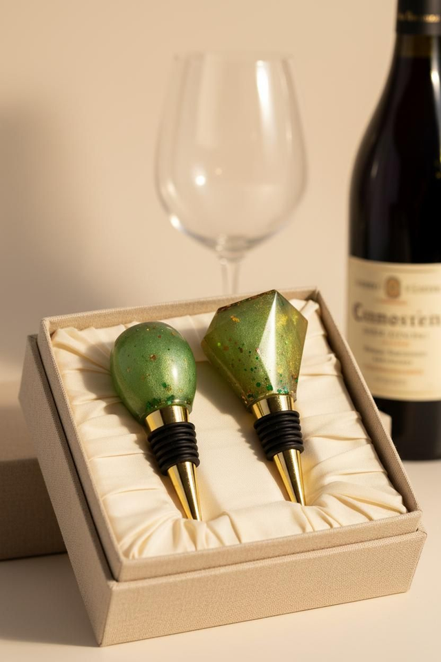 Lot de 2 bouchons de vin- Collection Émeraude 