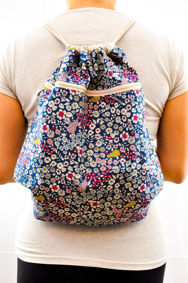Colorful Flowers on Blue Print Backpack