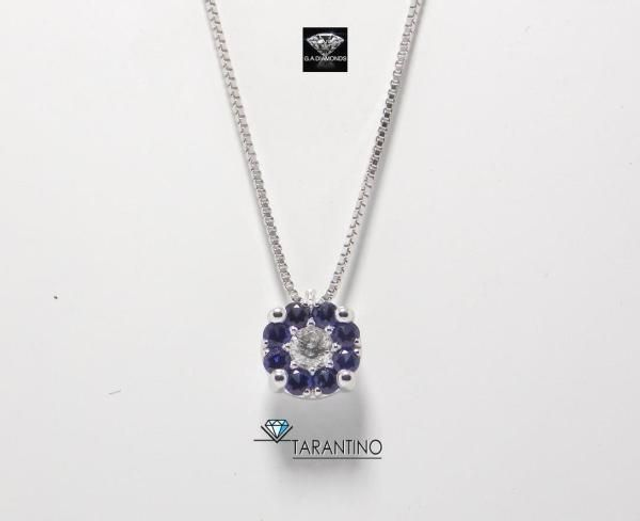 GADV collana a fiore zaffiri blu e diamanti