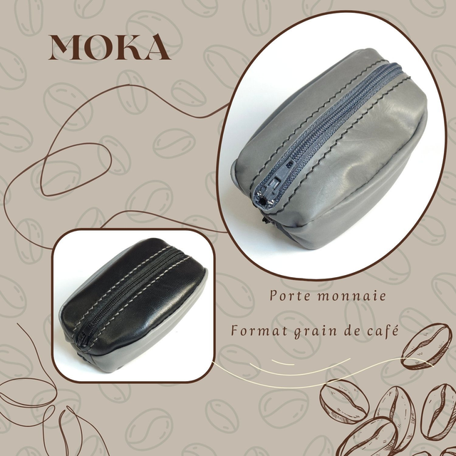 MOKA porte monnaie Grain de café - Gris / Noir