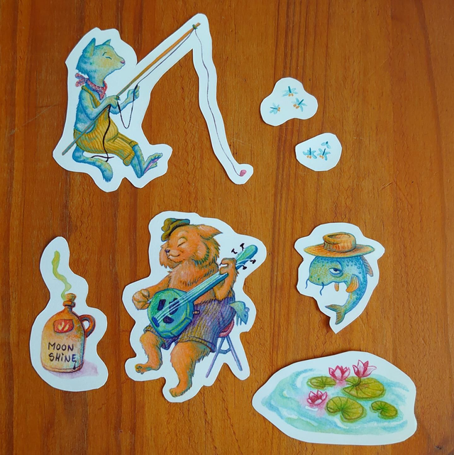 Lot de 7 stickers "Bayou"