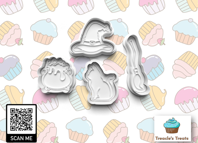 Halloween Witch Theme Fondant/cookie stamps with cutters