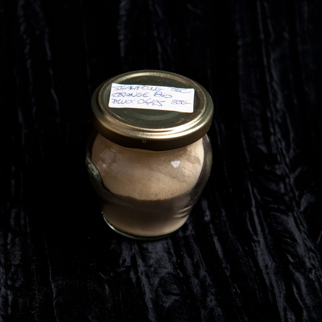 Pot verre shampoing sec orange bio 35g