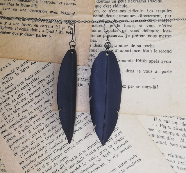 Boucles d'oreilles plumes, en chambre à air