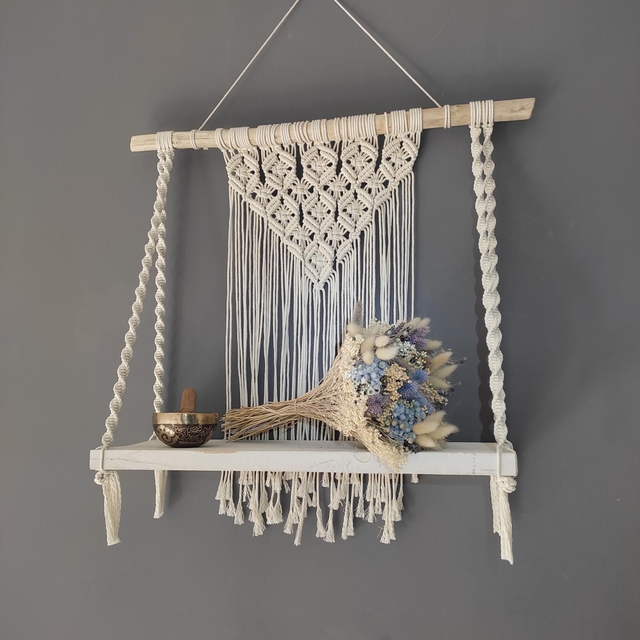 Étagère murale suspendue en macramé