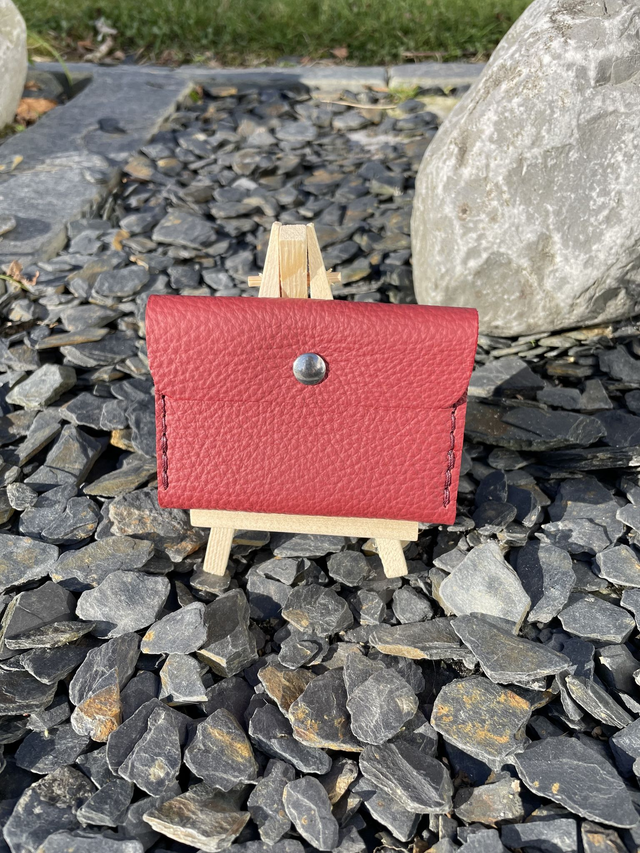 Porte-cartes/porte-monnaie bordeaux et rose