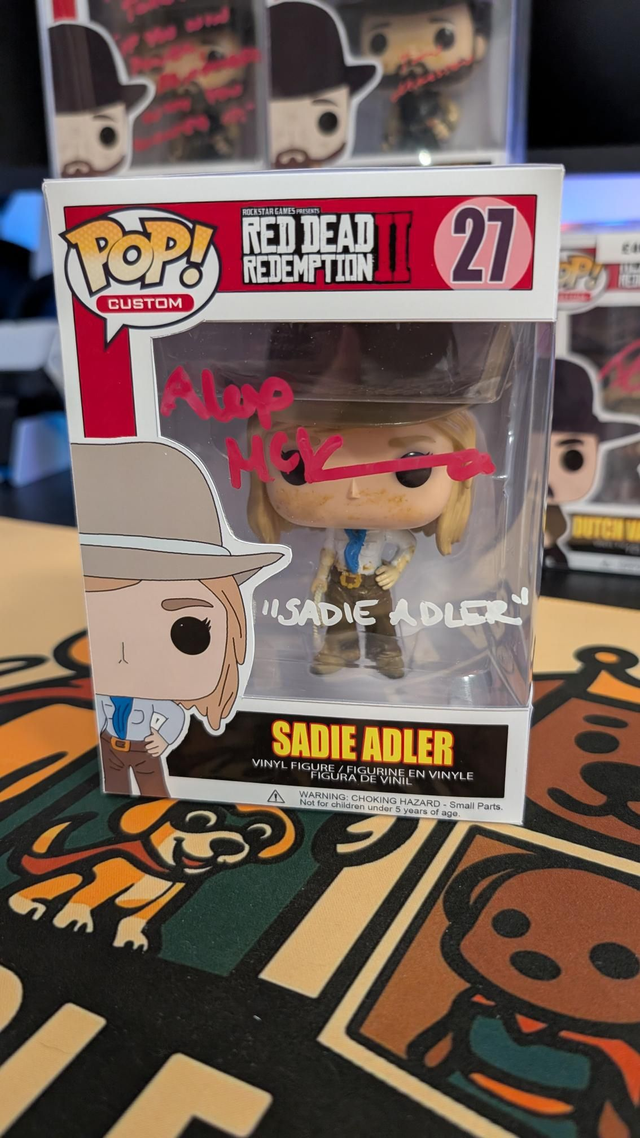 Custom Funko Pop Red Dead Redemption Sadie Adler Signed by Alex McKenna with SWAU COA