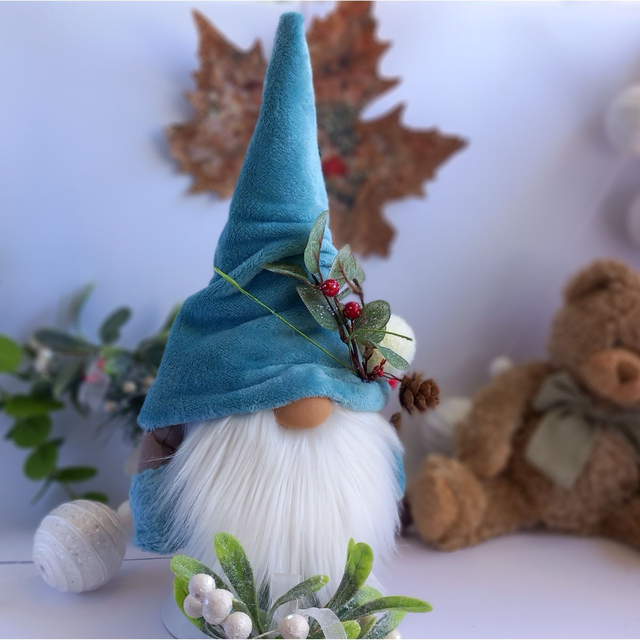 Tomte lutin de Noël au bonnet bleu 