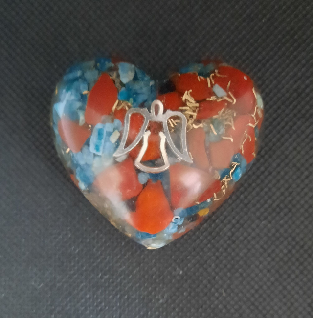 Mini coeur de poche Apatite bleue / Jaspe rouge / Labradorite