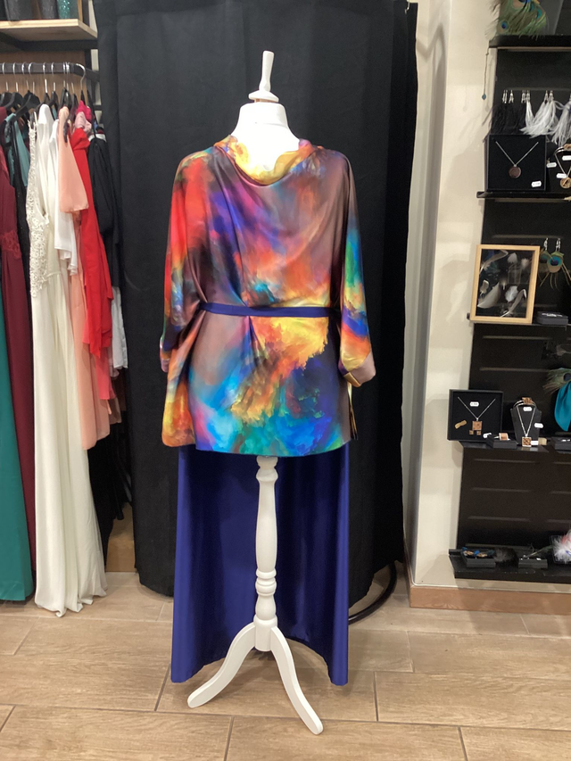 Kimono Cousu Soie en soie multicolore vibrante – Taille unique 44-56