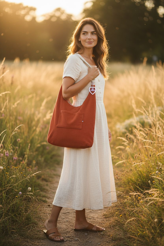 Sac cabas ORI velours côtelé terracotta