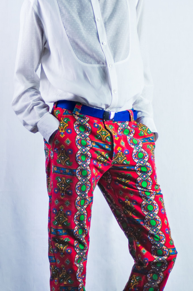 Pantalon "Vintage rouge" - Pièce unique - Taille M