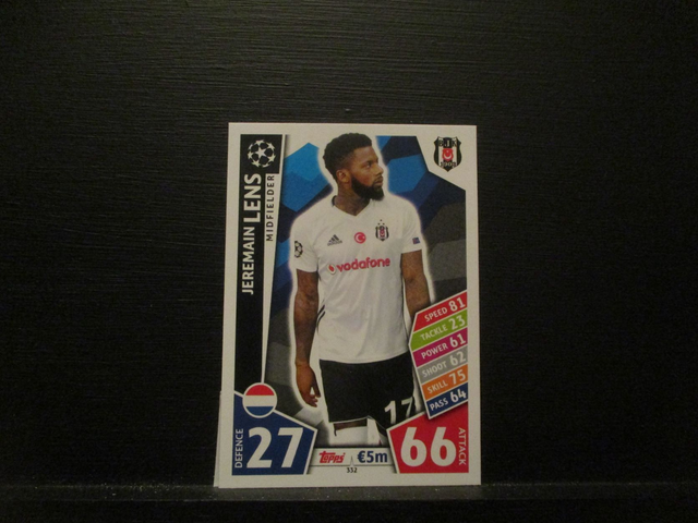 Jeremain Lens - UEFA Champions League Match Attax 2017/18 Original Trading Card #332