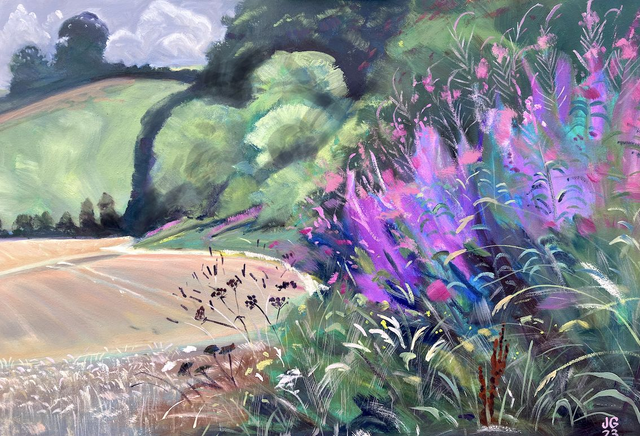 Rosebay Willowherb flowering in Thixendale, 3 x 2 feet.