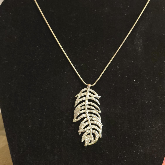 Silver Diamonte Feather 