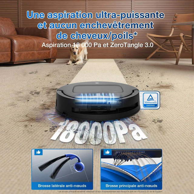 Ecovacs Aspirateur robot T80 Omni, Deebot, noir