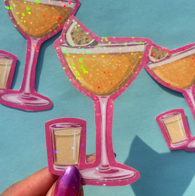 Porn Star Martini Cocktail Holographic Sticker