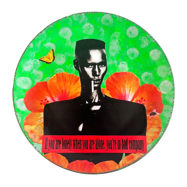 &quot;If You Are Lonely When You Are Alone, You&#039;re in Bad Company&quot; Neon Green Upcycled Wall Plate - House of Frisson