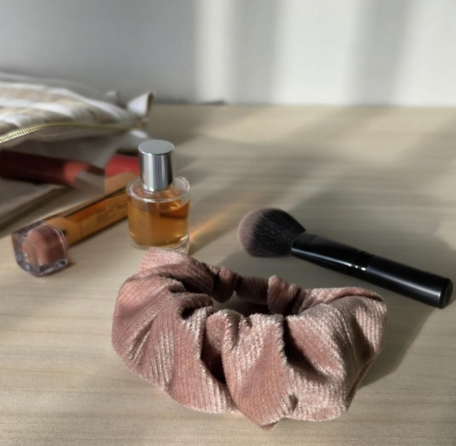 Chouchou rose velours 