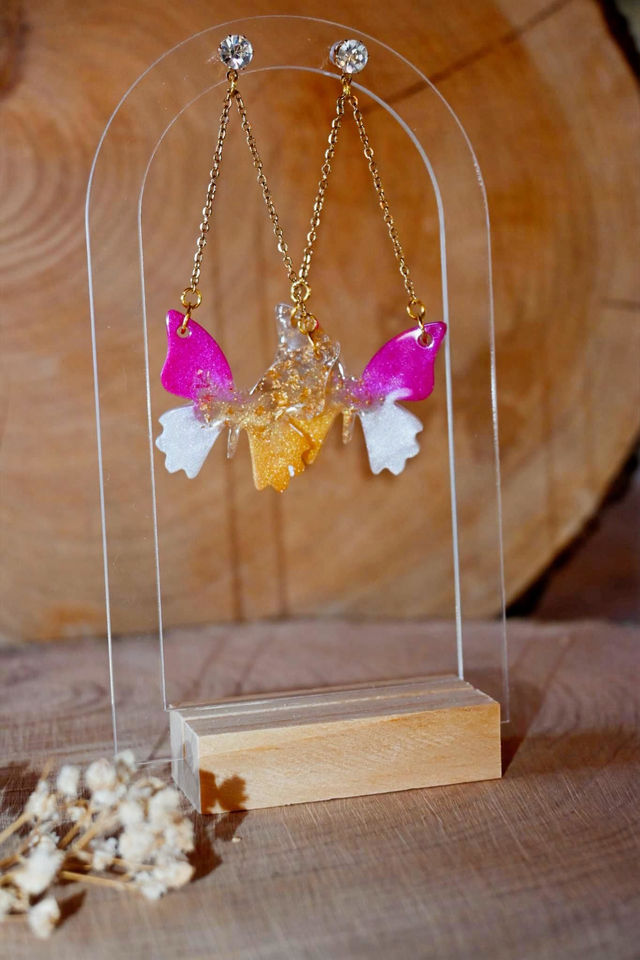 Papillon céleste - Rose blanc doré