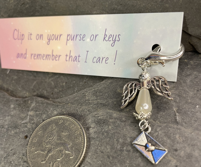 Lobster clip-on pearl teardrop angel