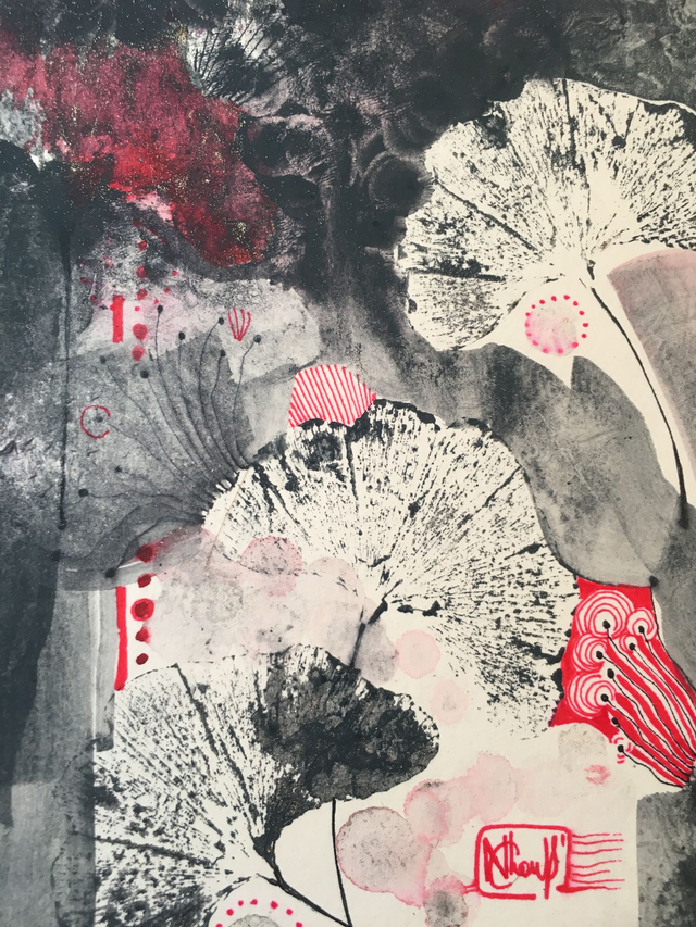 Gingko crépuscule - Dessin original