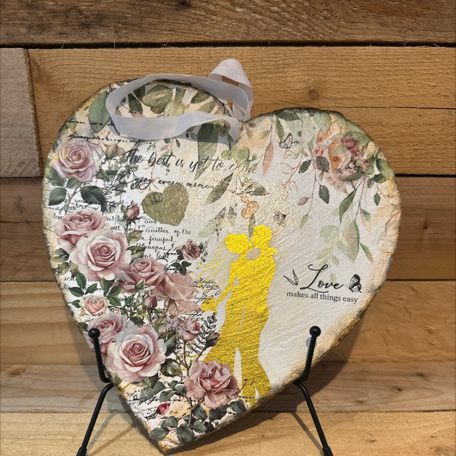 Large Hanging Decoupage Love Heart Slate 