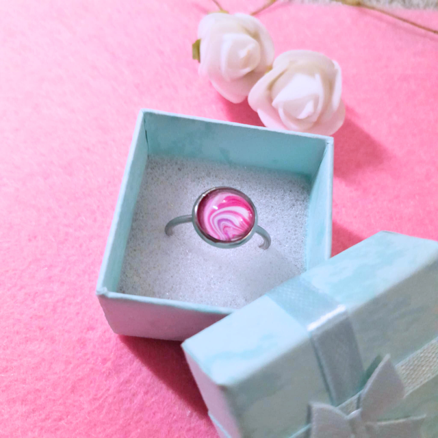 MADONNA - Bague ajustable - Argenté &amp; cabochon 8 mm