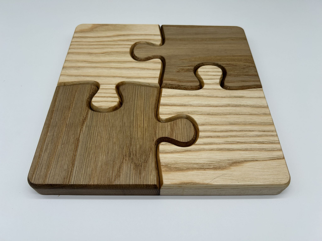Solid Oak &amp; Ash Jigsaw Coasters