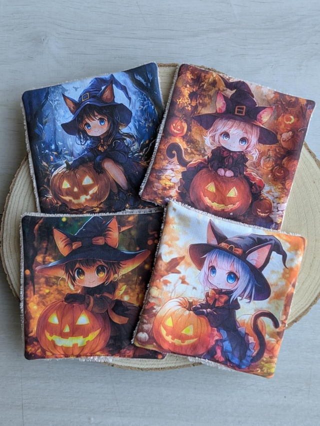 Sorcieres kawaï et citrouilles 