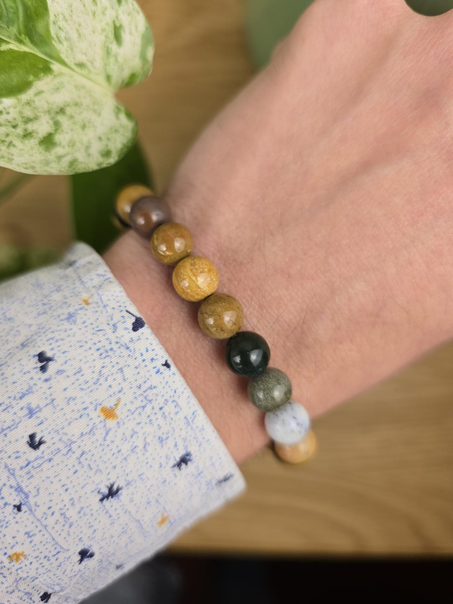 Jaspe Ocean - Bracelet avec perles de 8 mm 