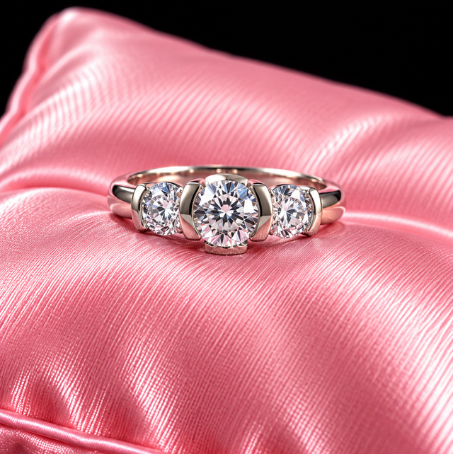 Sterling Silver &amp; Cubic Zirconia Trilogy Ring 