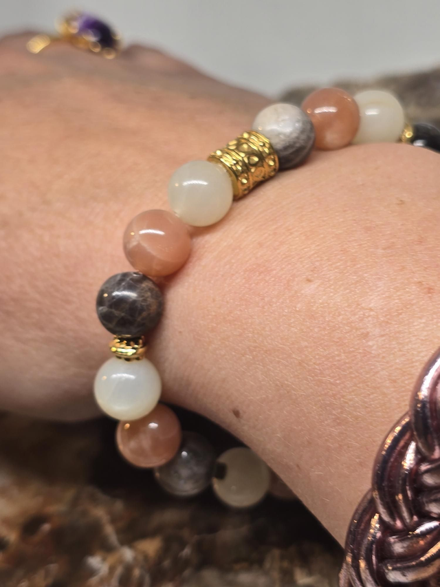 Bracelet Pierre de lune multicolore 1 cm