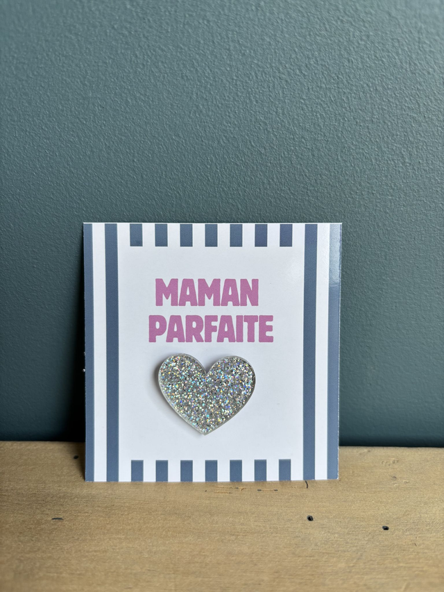 Pin&#039;s coeur argenté - Carte personnalisable