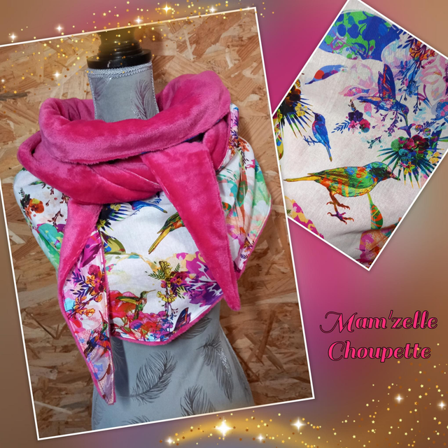 Maxi-châle fuchsia oiseaux