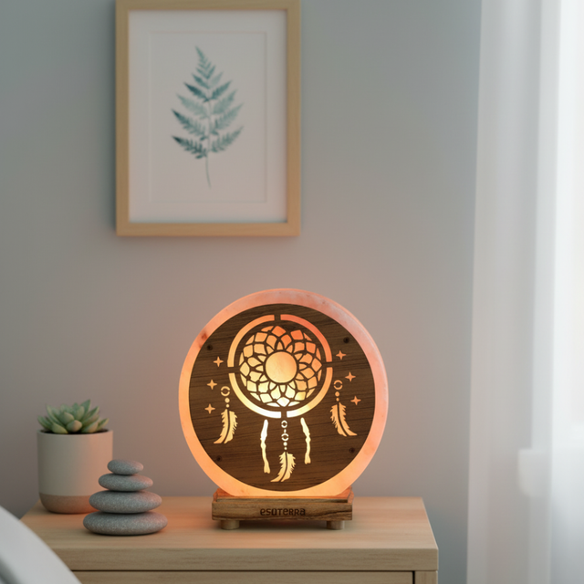 Lampe de Sel d'Himalaya rose à frame - Attrape-Rêves