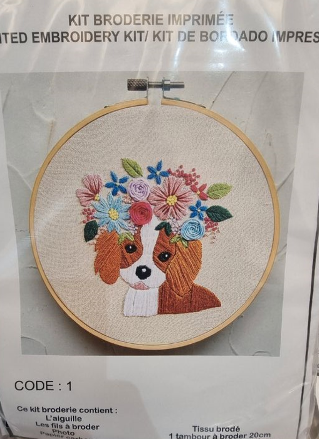 Kit broderie imprimée chien