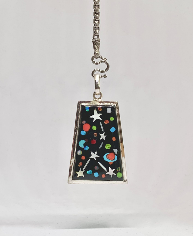 Pendentif Constellation Taureau argent et pierres naturelles 