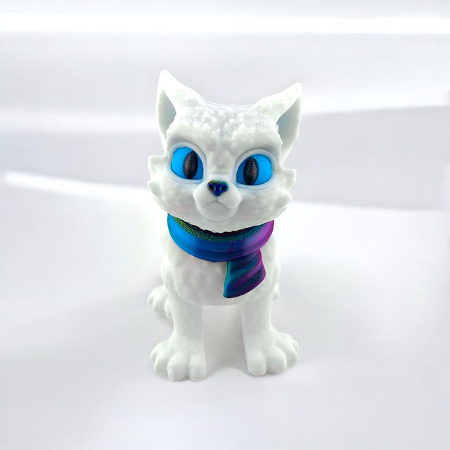 Articulated White Cat in Scarf
