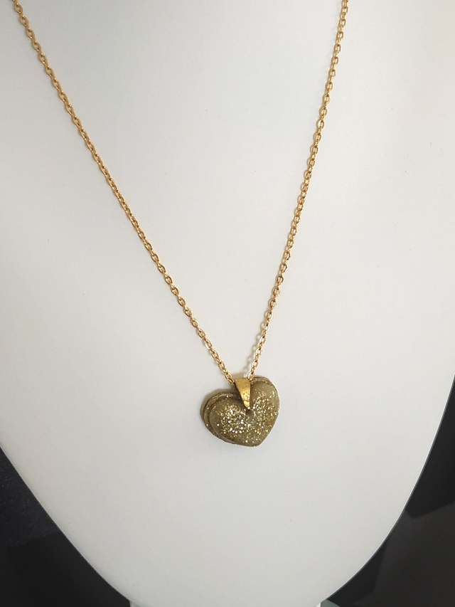 Collier cœur or pailleté