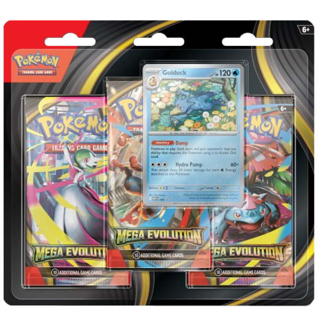 Pokémon TCG Mega Evolution 3-Pack Blister (Golduck) ENGLISH
