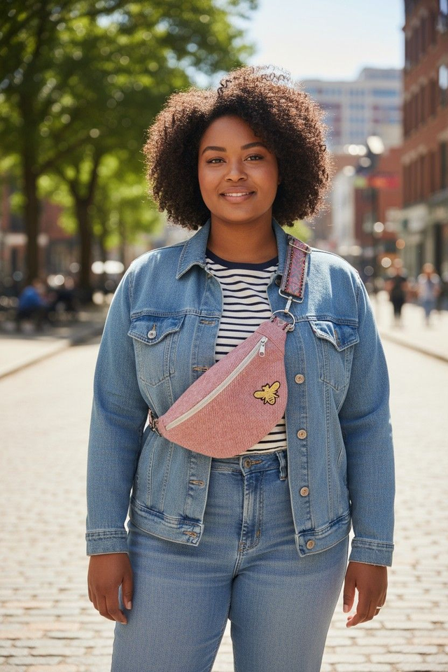 Banane Lainage Rose 1 + Porte Monnaie assorti