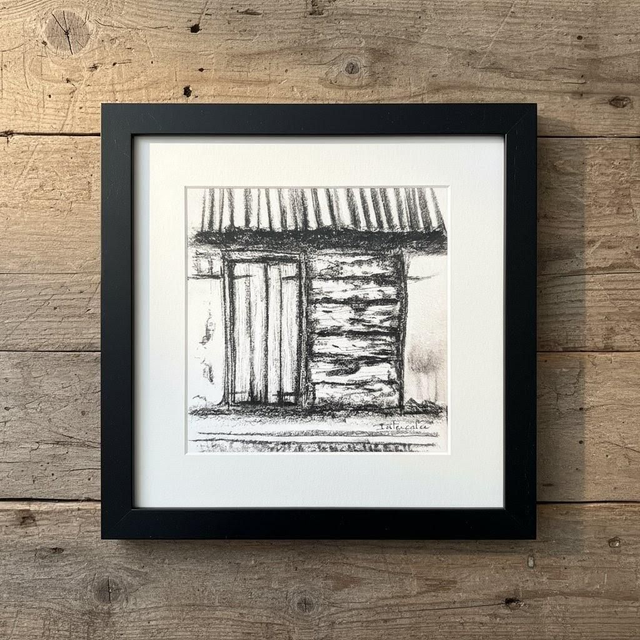 Encre et fusain - case créole Gwada #2