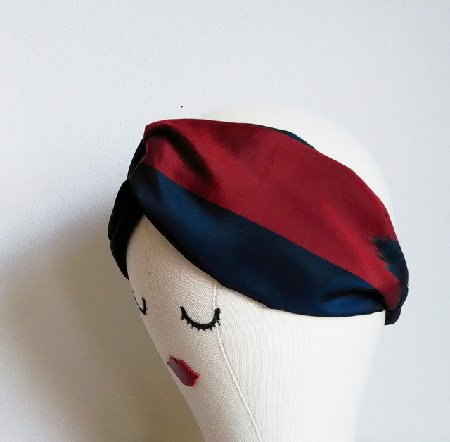 Japanese Vintage Silk Fabric Headband, Arrow Feather YABANE Pattern, Dark Blue Colour Hair Accessory, Gift for Her