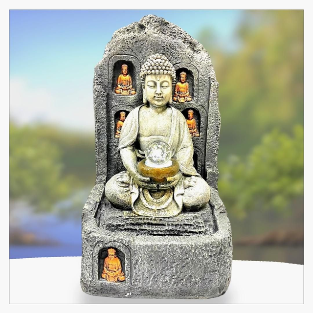 "Bouddha multiple" - Fontaine en résine 58 cm
