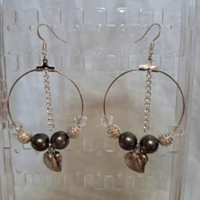Créoles fantaisie "Coeur Nacré"