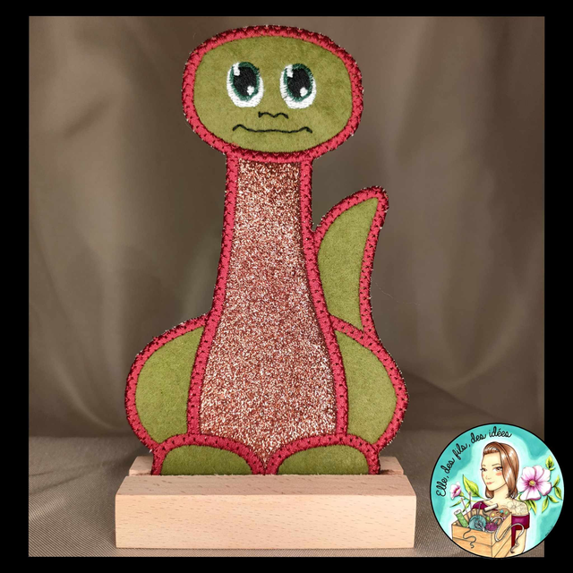 Marque page Dinosaure kaki et bordeaux