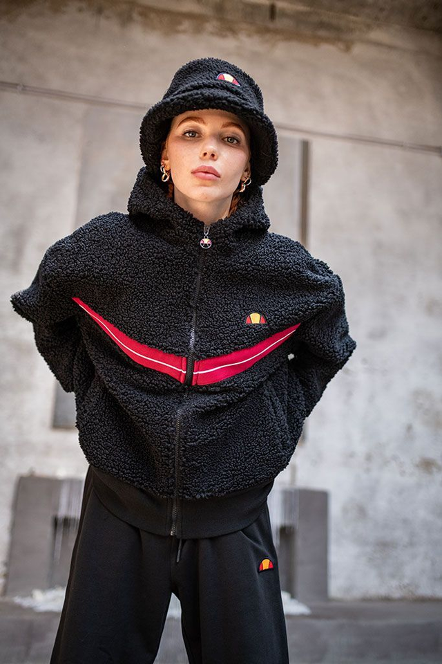 ELLESSE pile full zip con cappuccio