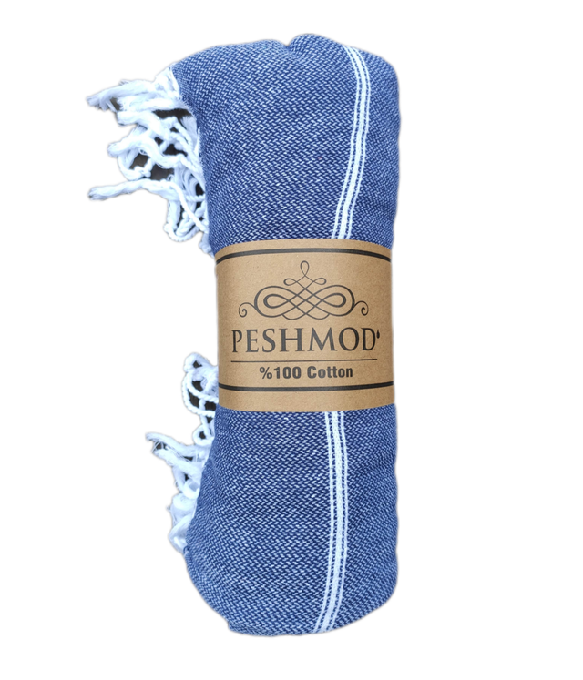 SULTAN PESHTEMAL 175x90 Turecki Ręcznik do Sauny, Hammamu, na Plażę NIEBIESKI